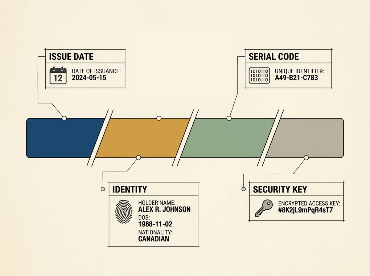 Annotated breakdown of a Curacao OGL licence number showing each segment of the format