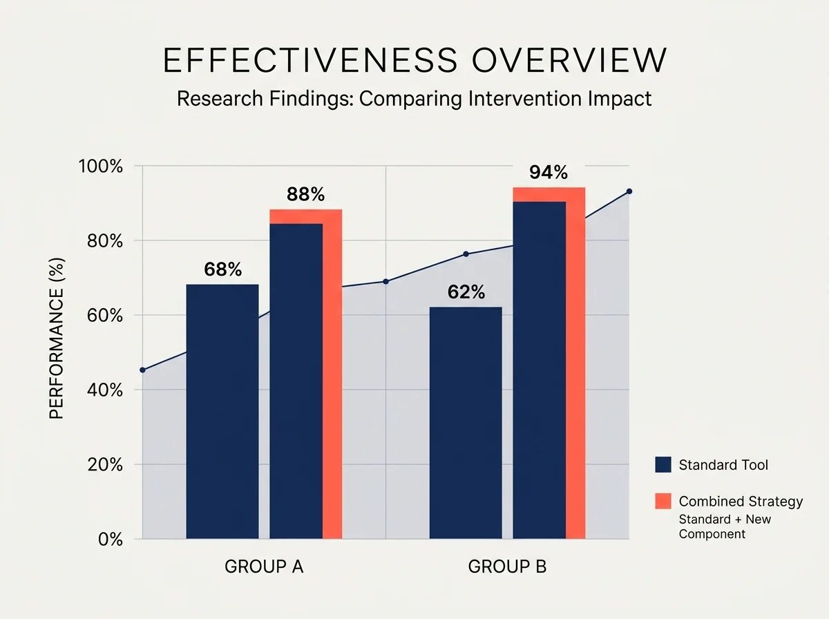Editorial chart comparing GamStop solo effectiveness with combined GamStop-and-Gamban TalkBanStop outcomes in independent UK research