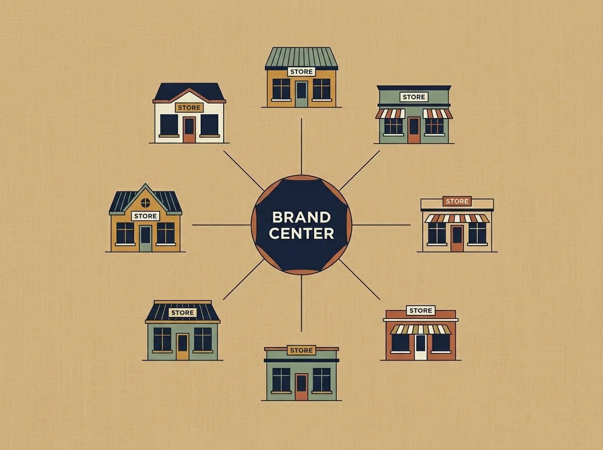 Diagram showing several consumer-facing casino brands sharing one operating company and one offshore licence
