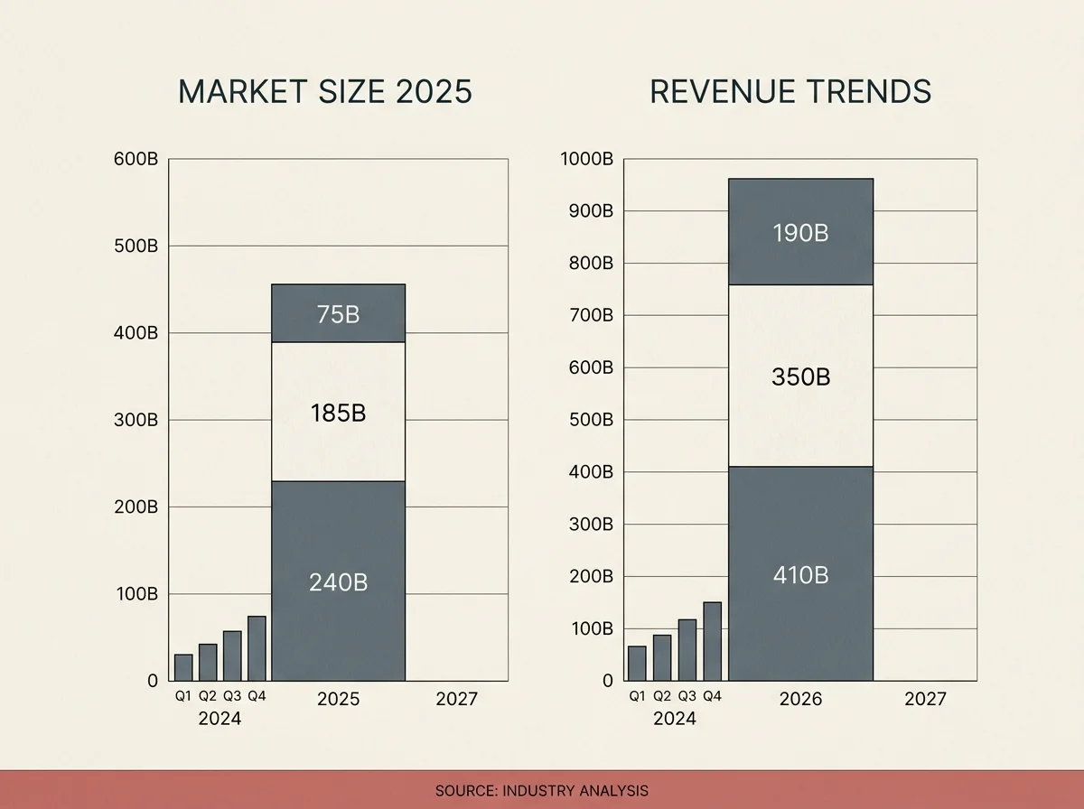 Editorial chart showing two competing estimates of UK offshore gambling market size for 2025 with explicit source-attribution labels